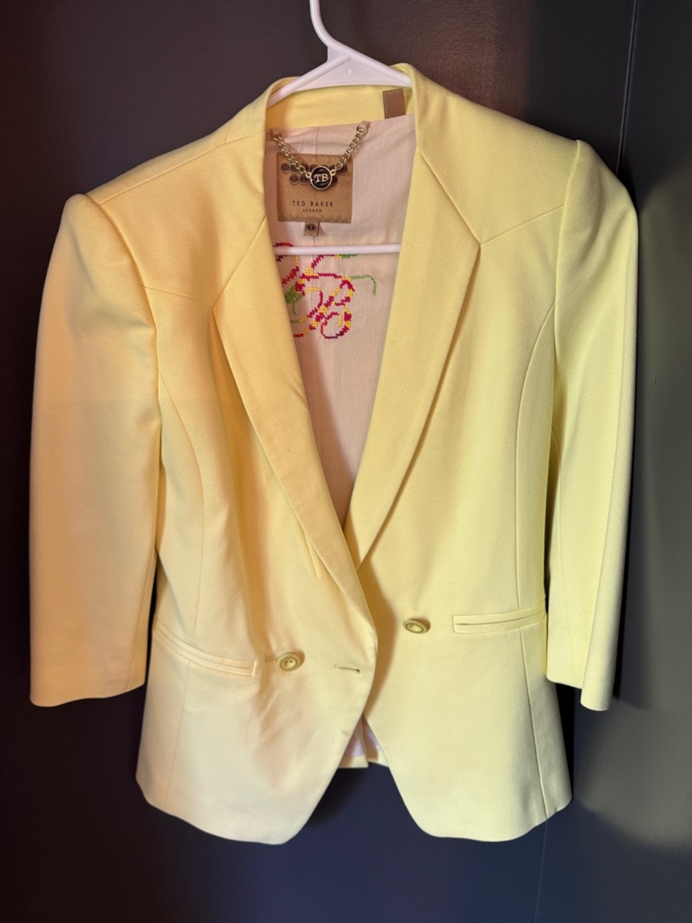 Ted Baker Pale Yellow Tailored Blazer